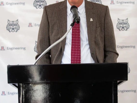 David Hahn, Craig M. Berge dean of the College of Engineering, welcomes everyone to the reception.