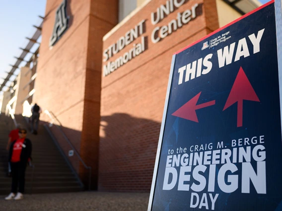 a sign for Craig M. Berge Design Day outside SUMC