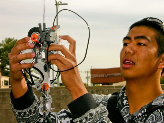 Students with Lego robot