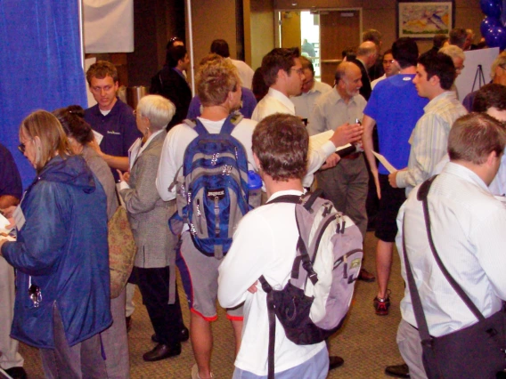 crowd at research showcase event