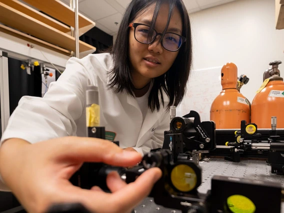 a student works in a lab