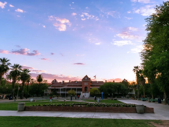 UA campus at sunset