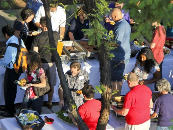 people at barbecue