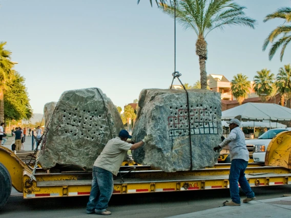 Crane Lifting Rocks