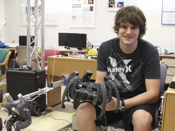 student working on project