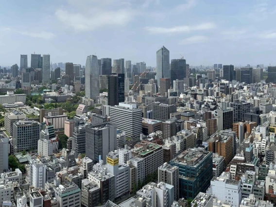 Aerial shot of Tokyo during the day