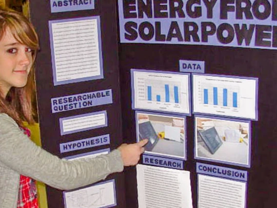 student presenting project at science fair