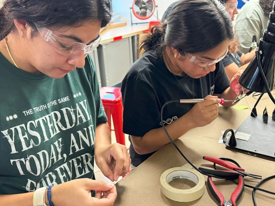 students work in the college's Engineering Design Center