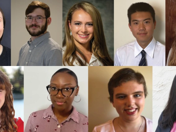 Collage of nine student headshots