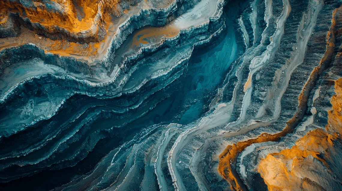 Minerals with blue and red tint.