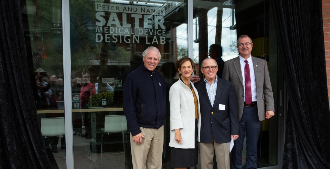 University of Arizona President Robert C. Robbins, Nancy and Peter Salter, and College of Engineering Craig M. Berge Dean David Hahn.