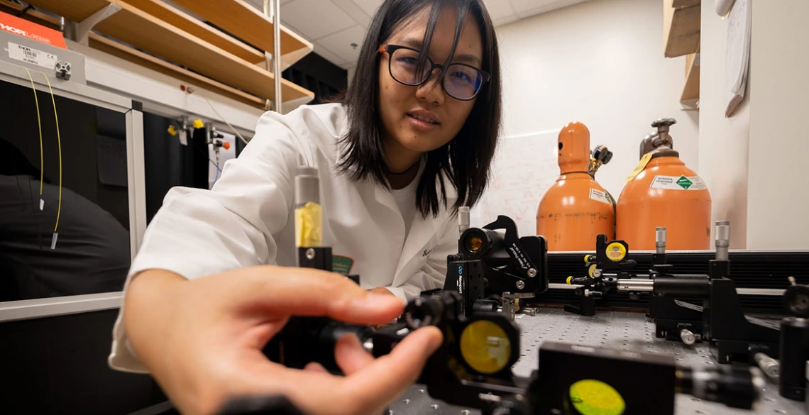 a student works in a lab