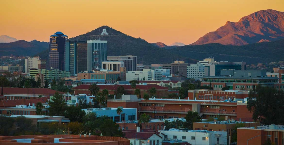 The UA campus at sunset