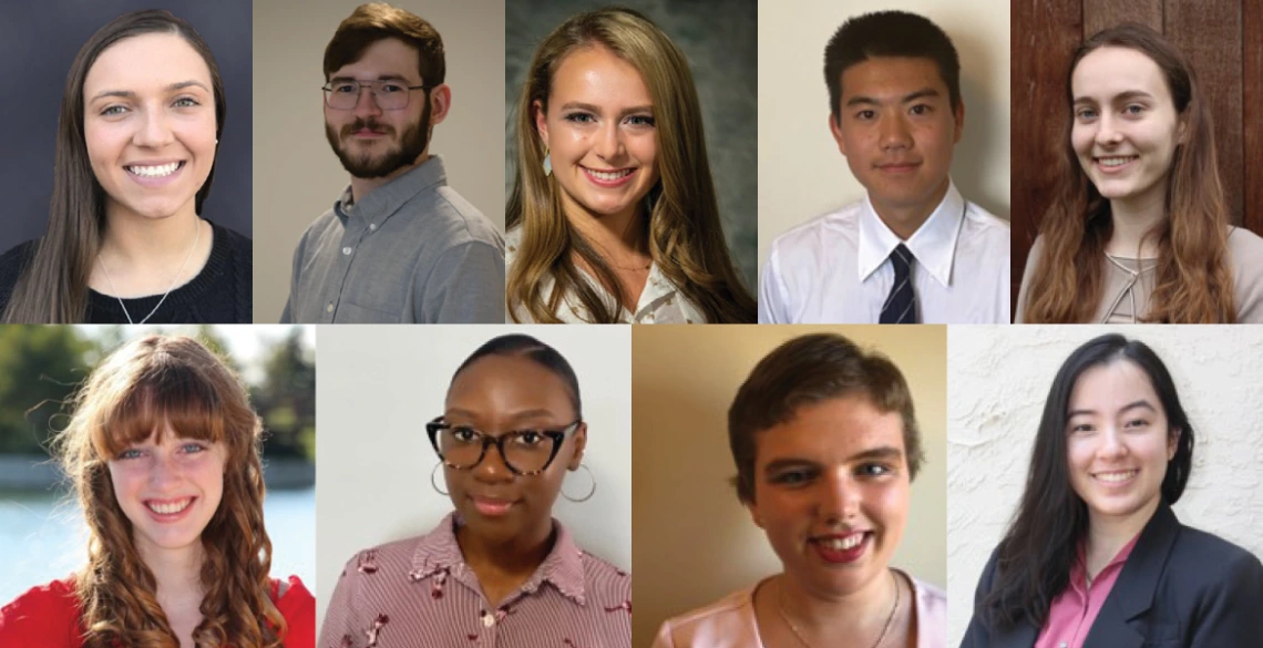 Collage of nine student headshots