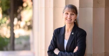 Kelly Simmons-Potter outside the Old Engineering Building