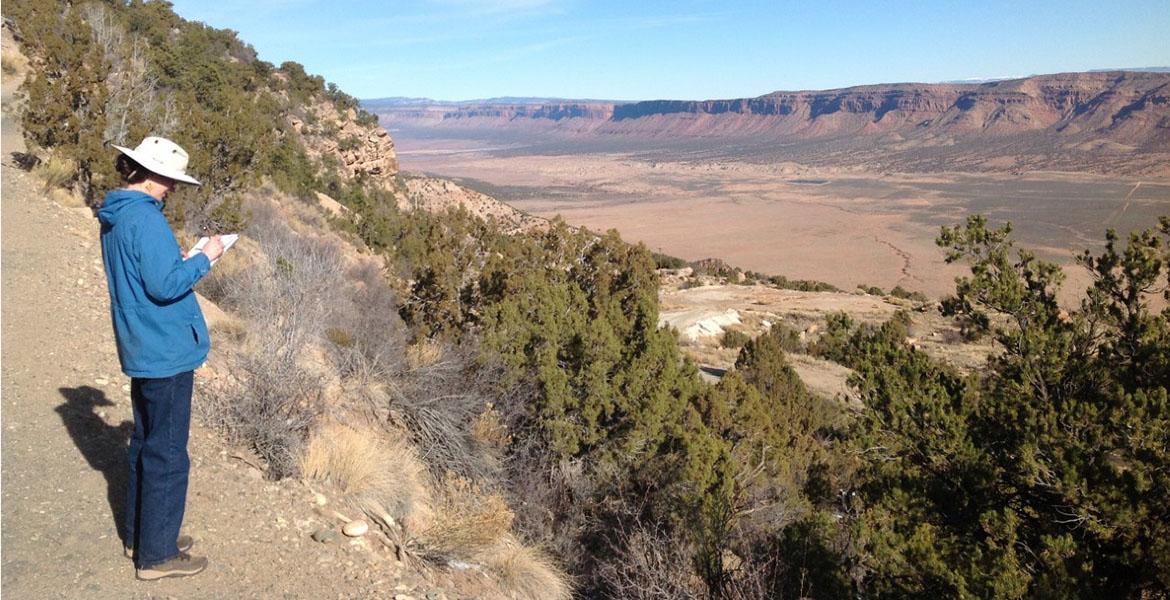 Isabel Barton overlooks a mine on the Utah-Colorado border.