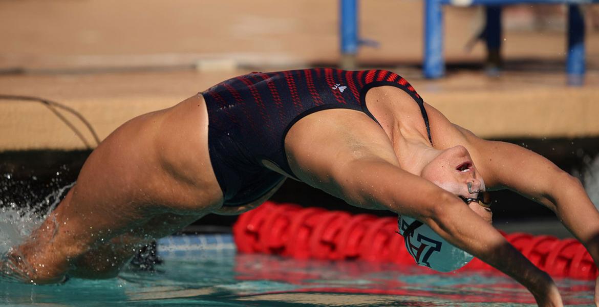 Cameron McHugh competes in the pool