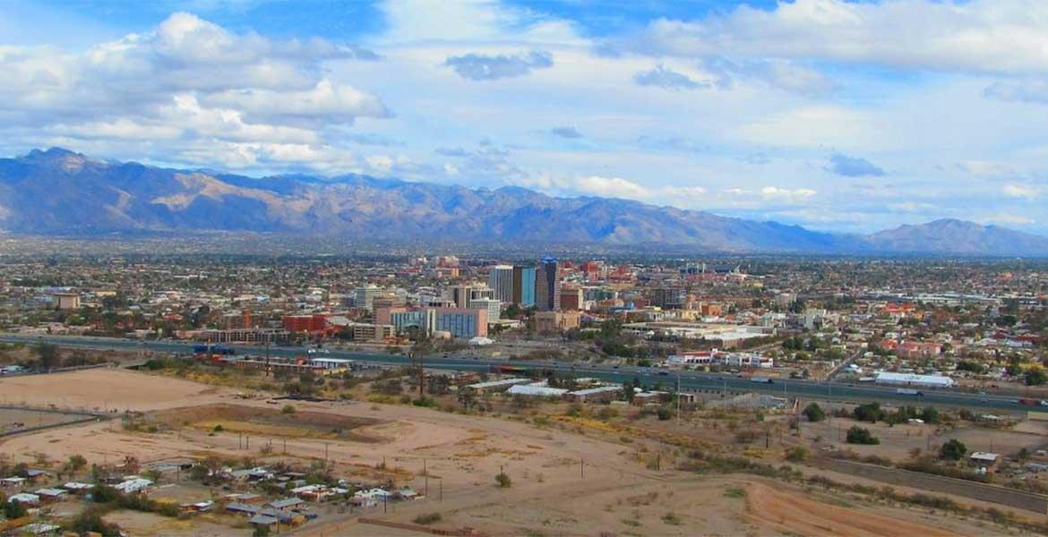 Aerial view of Tucson, taken from west of the I-10.