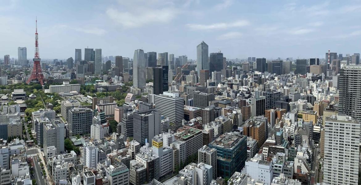 Aerial shot of Tokyo during the day