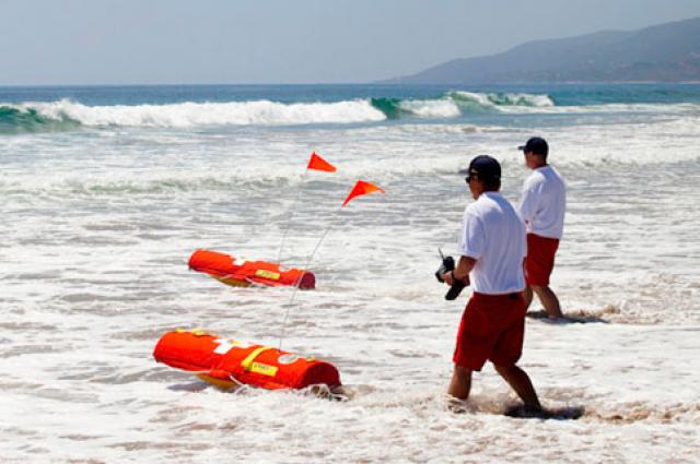 Rescue boat deployed at sea