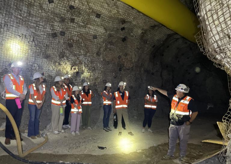 James Werner, assistant director of the San Xavier Underground Mining Laboratory, shows visitors the student-run, multi-level mine. In addition to serving as a teaching environment, the laboratory has long been a training and research resource for federal and state agencies, as well as organizations devoted to underground research, tunnel safety and mine rescue.