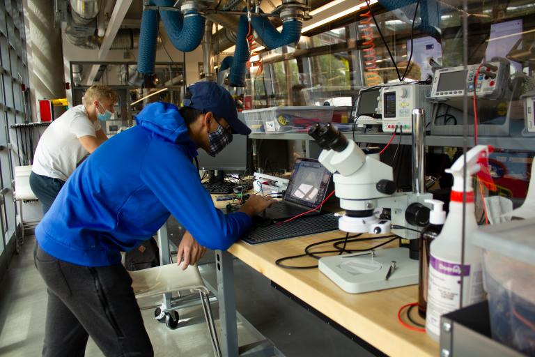 BME student Shaylan Bera at work in the Salter Lab