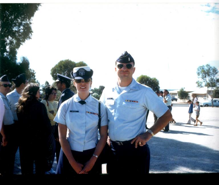 Maryelle and Rick Whitaker in U.S. Air Force uniforms.