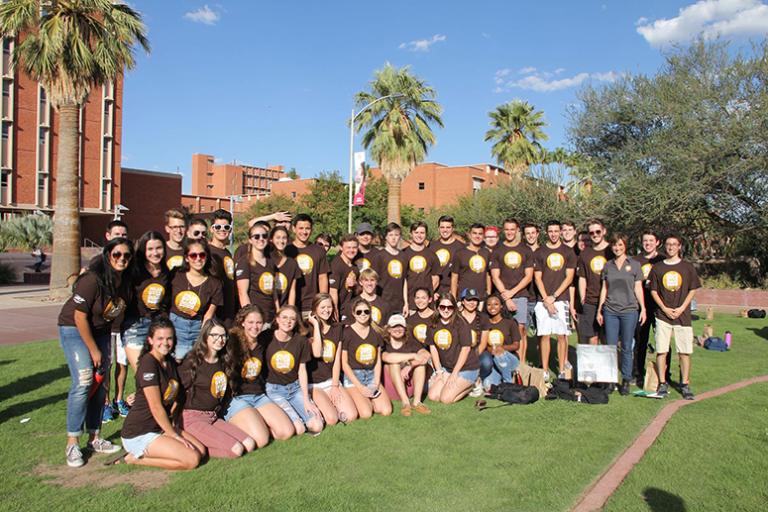 ENGR 102 instructor Kasi Kiehlbaugh on the UA Mall with her award-winning section