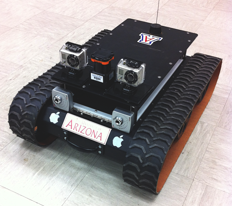 One of the experimental rovers used by Fink's team to test hardware and software related to autonomous exploration. 