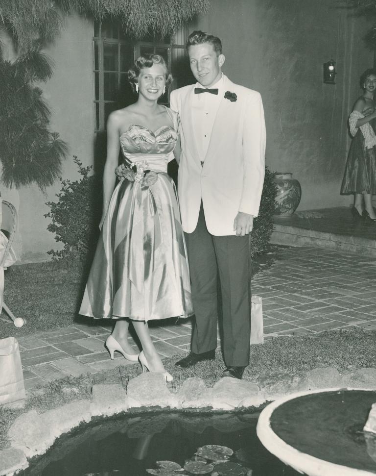 black and white photo of Craig and Nancy Berge in high school