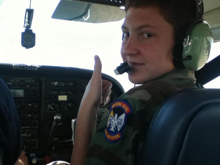 Alex Spartz in plane cockpit