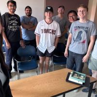 Pictured from left are assistant professor Hee-Jeong Kim and students Federico Pederson, Yousef Alnuaimi, Caiden Porter, James Wright, Willis Begay, Jalen Woodward and Matthew Huelle of the spring 2024 civil engineering and materials science engineering sustainable materials design lab course.