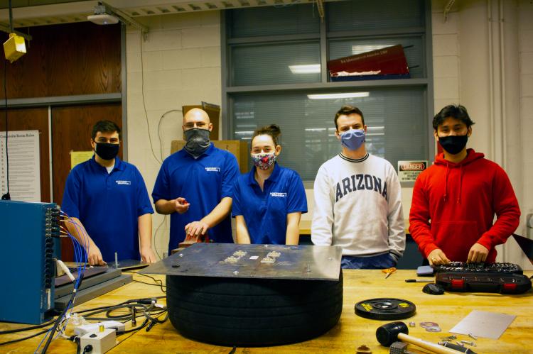 Team 21032 in the Aerospace and Mechanical Engineering Building machine shop