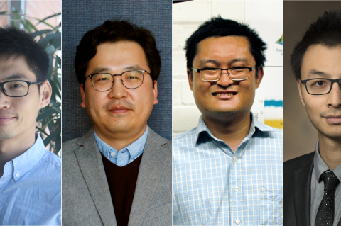 headshots of Jianqiang Cheng, Minkyu Kim, Zheshen Zhang and Quntao Zhuang