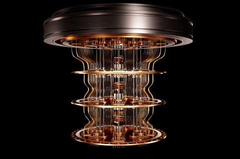 A quantum computer against a black background