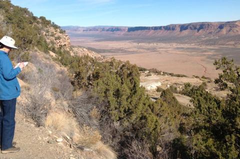 Isabel Barton overlooks a mine on the Utah-Colorado border.