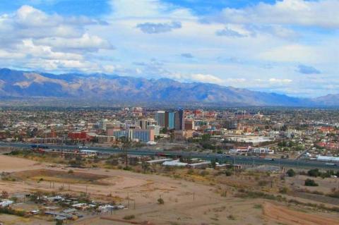 Aerial view of Tucson, taken from west of the I-10.