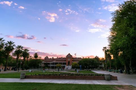 UA campus at sunset