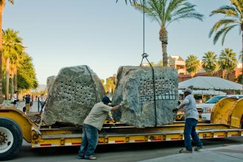 Crane Lifting Rocks