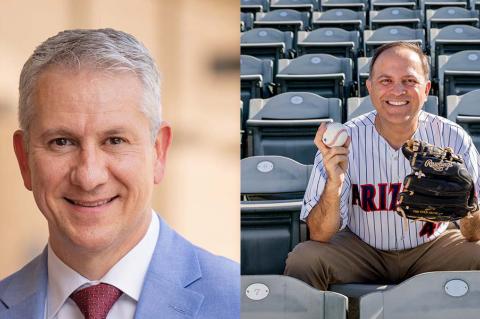 Mario Romero-Ortega head shot, Ricardo Valerdi in baseball stands