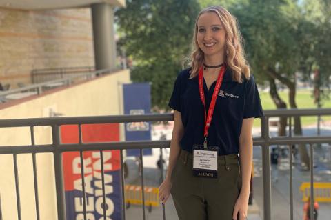 Lia Crocker poses outdoors at the University of Arizona