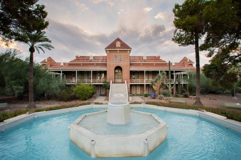 The fountain in front of Old Main.