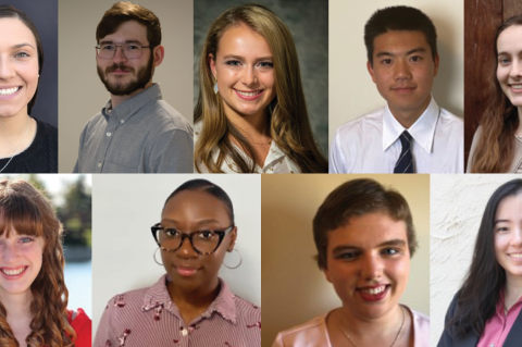 Collage of nine student headshots