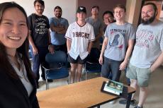 Pictured from left are assistant professor Hee-Jeong Kim and students Federico Pederson, Yousef Alnuaimi, Caiden Porter, James Wright, Willis Begay, Jalen Woodward and Matthew Huelle of the spring 2024 civil engineering and materials science engineering sustainable materials design lab course.