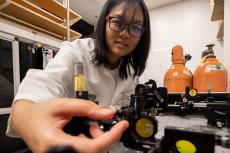 a student works in a lab