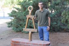 student with sculpture