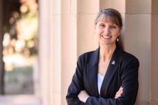 Kelly Simmons-Potter outside the Old Engineering Building